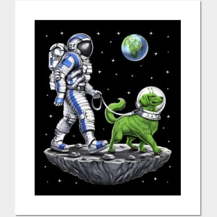 Space Astronaut Walking Alien Dog Posters and Art